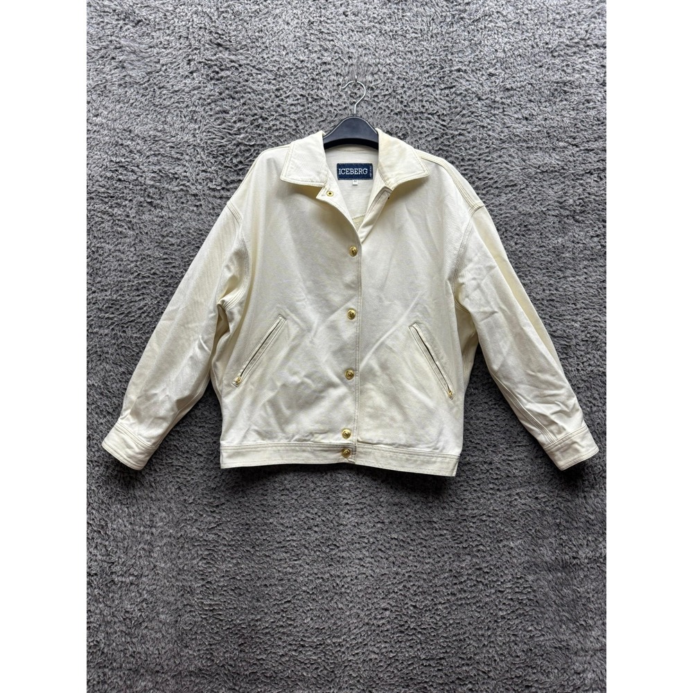 Vintage 90's Iceberg Donald Duck Embroidered Denim Jacket White Mens Size M